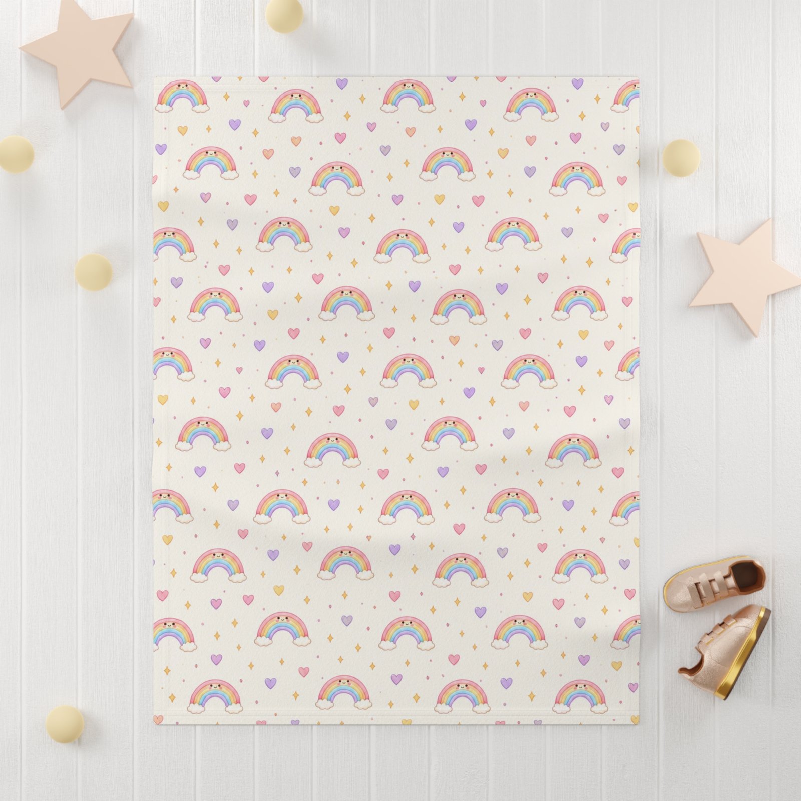 Rainbow Hearts Baby Blanket - Image 4