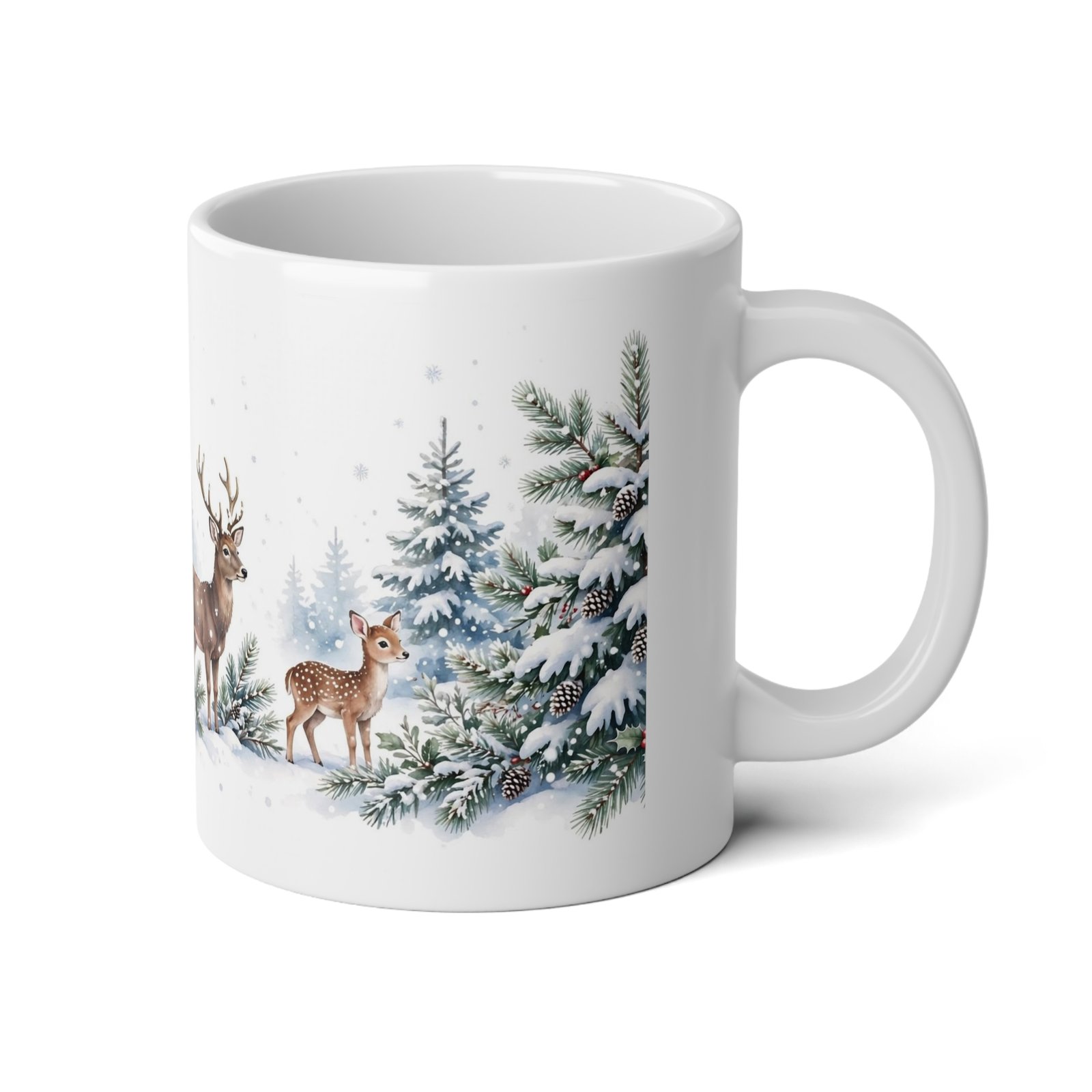 20oz Winter Deer & Snowy Pine Forest Jumbo Mug - Image 4