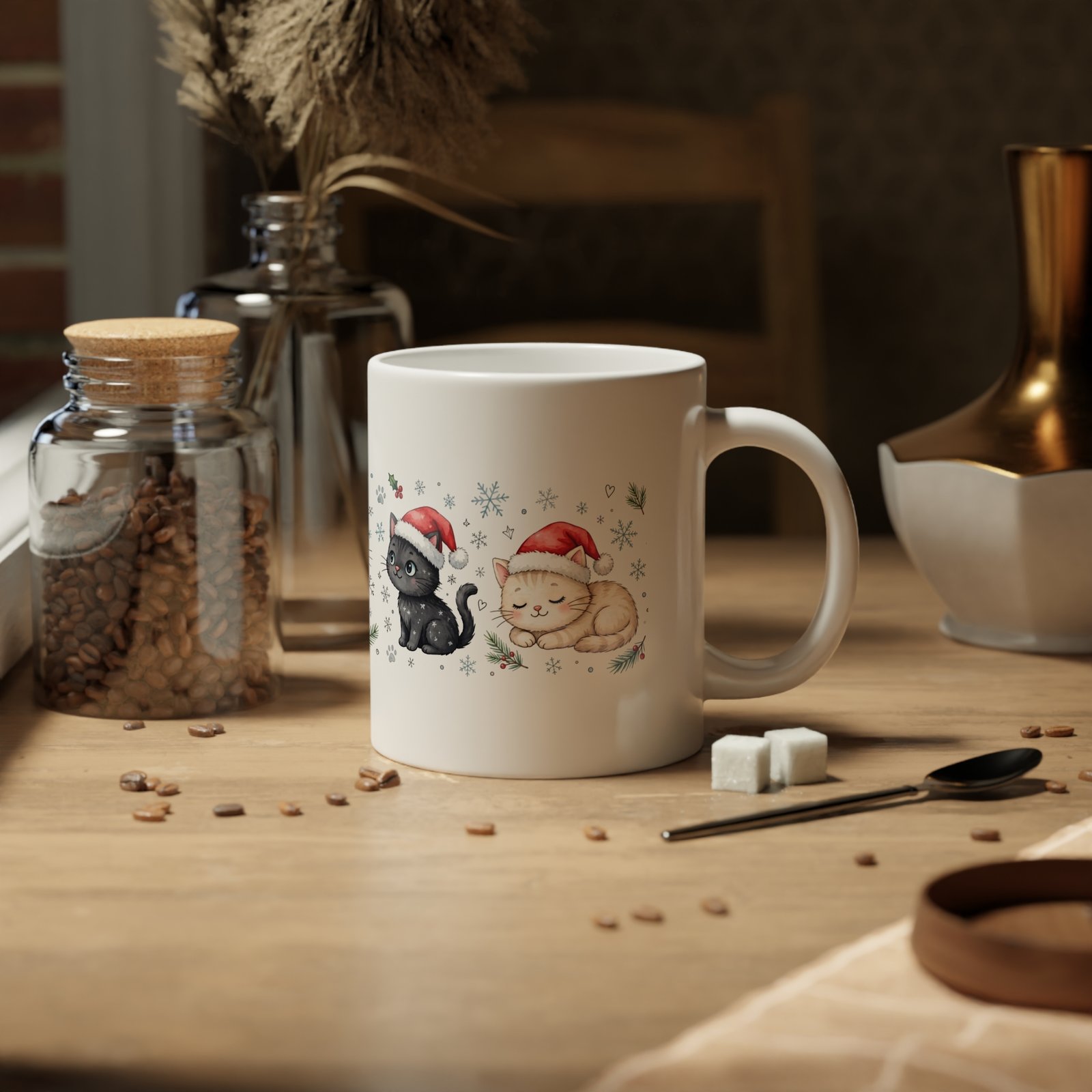 20oz Christmas Cat Mug – Festive Santa Hat Kittens Coffee Cup - Image 5