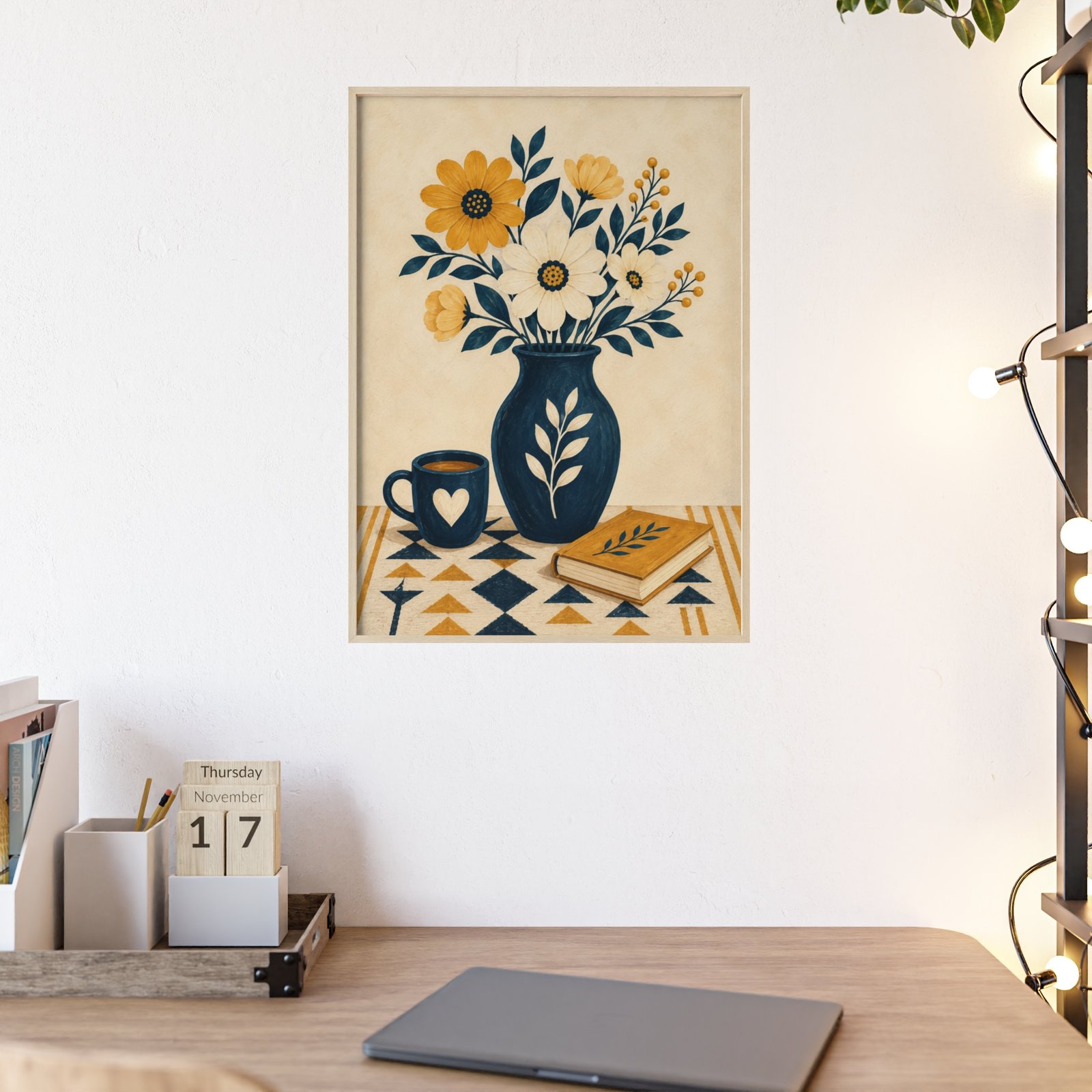 Framed Floral Vase Poster – Cozy Vintage Botanical Wall Art - Image 2