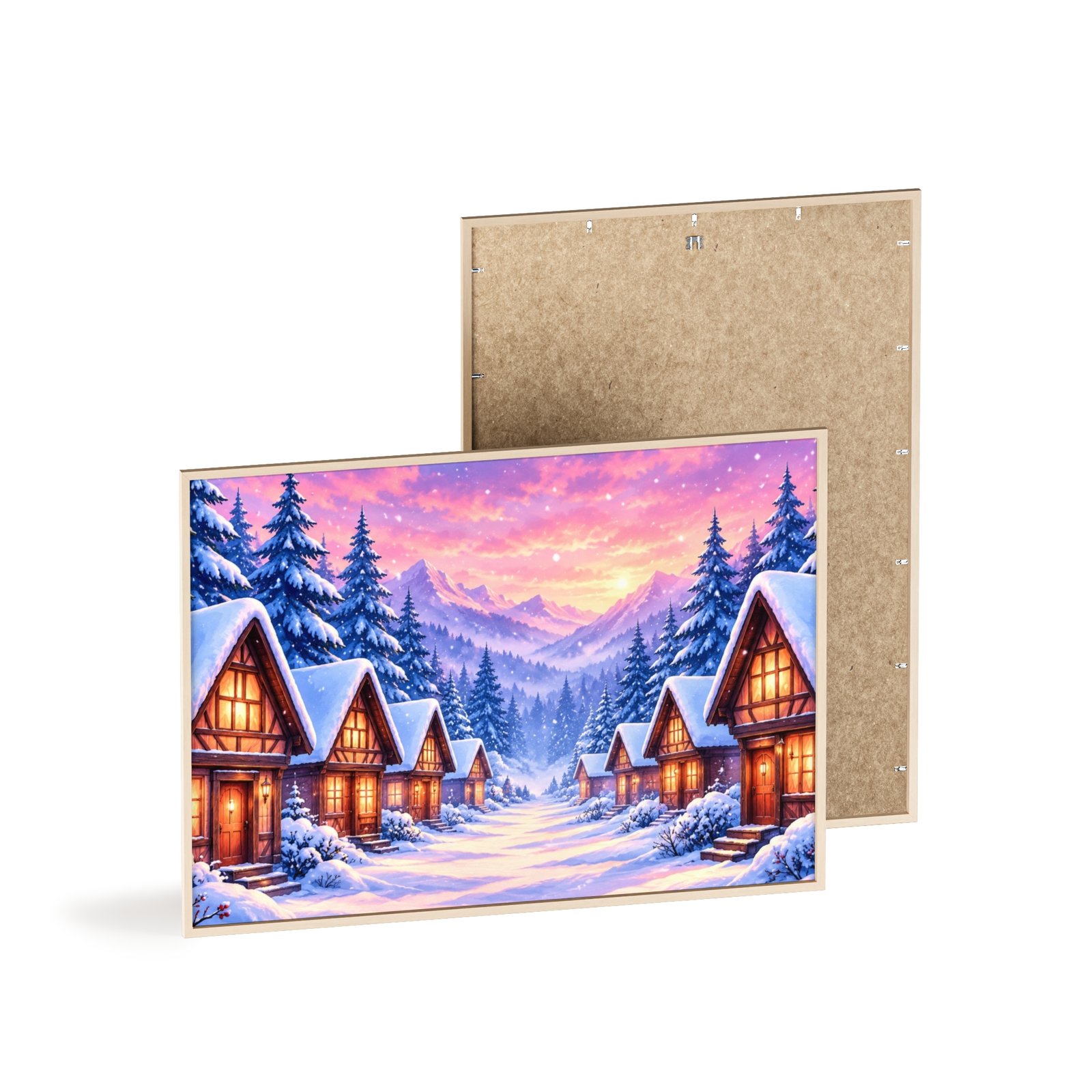 Framed Winter Village Sunset Poster - Image 4