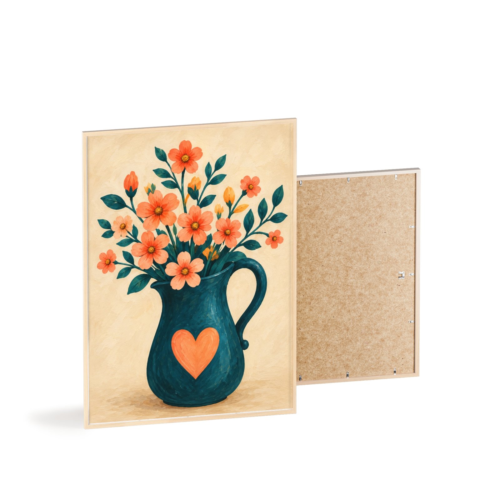 Framed Floral Vase Poster with Heart Design - Image 4