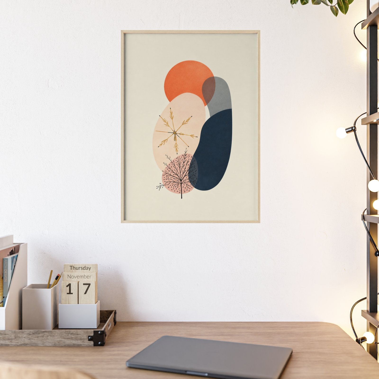Minimalist Geometric Poster with Wooden Frame - Image 4