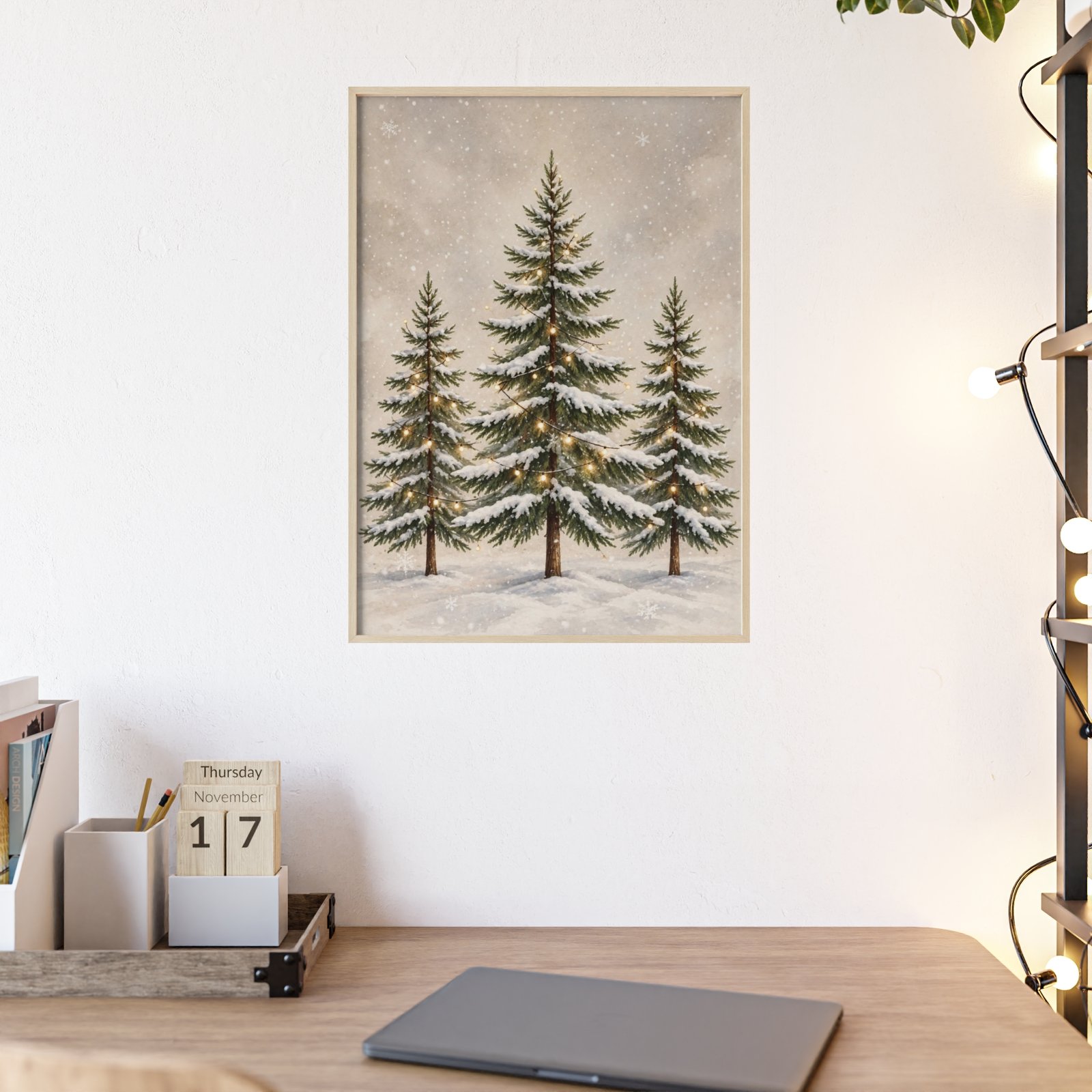 Framed Winter Evergreen Trees Poster - Image 2