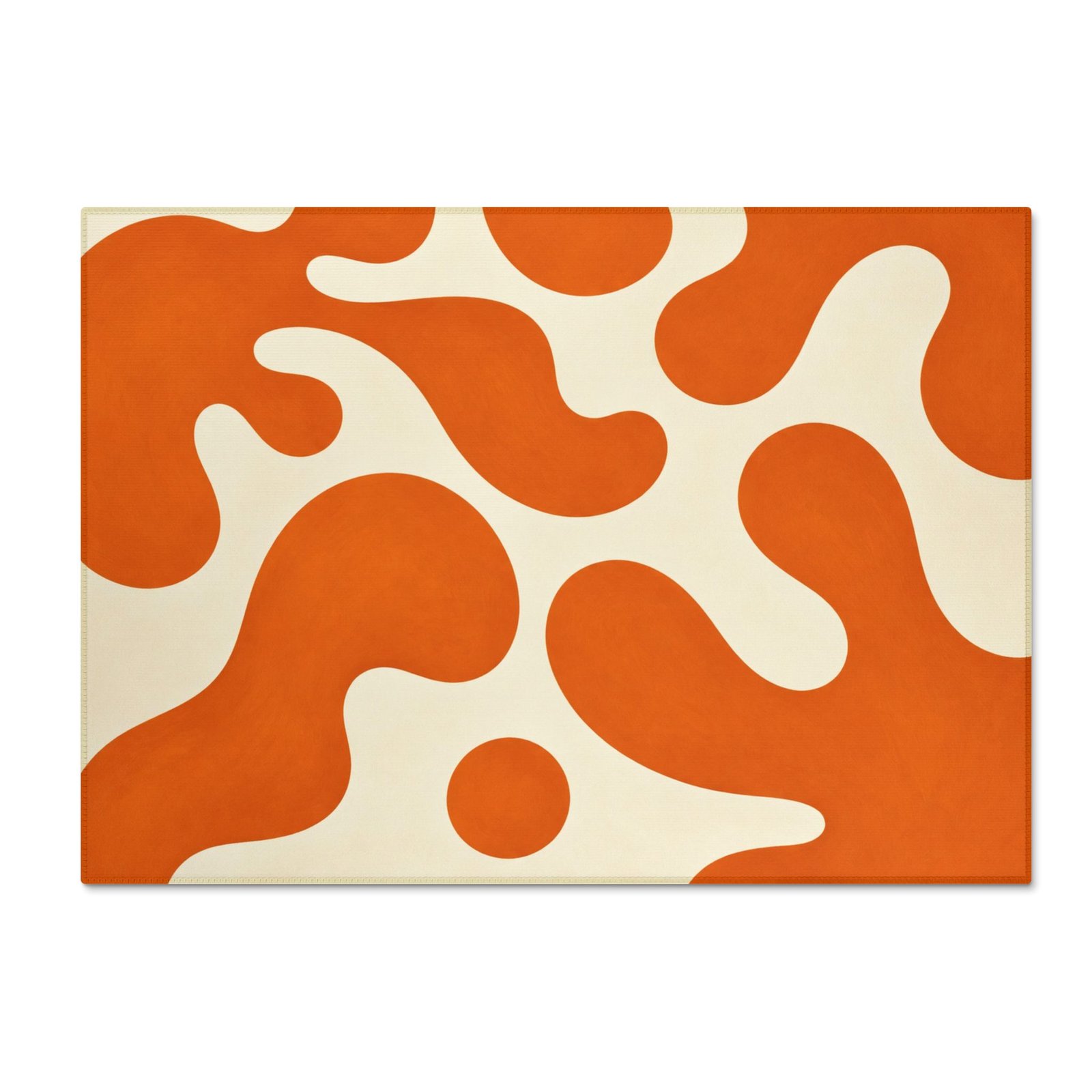 Orange Abstract Organic Shapes Washable Chenille Rug - Image 5