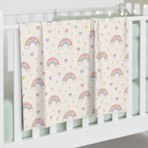 Rainbow Hearts Baby Swaddle Blanket
