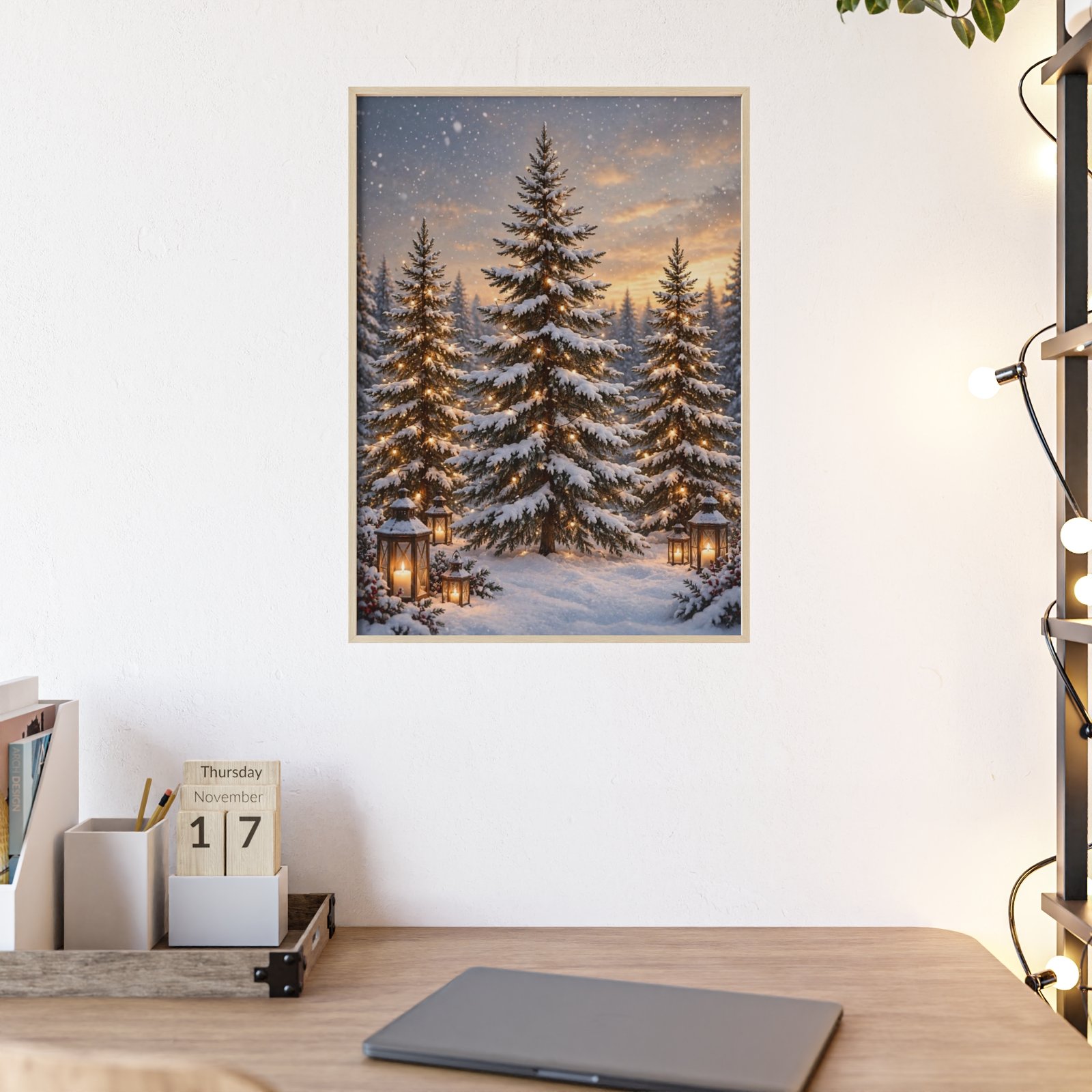 Winter Wonderland Snowy Christmas Trees Framed Poster - Image 4
