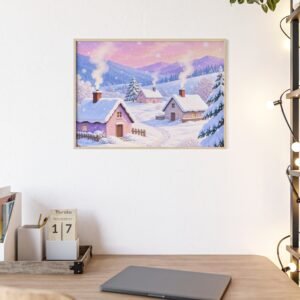 Framed Winter Village Poster