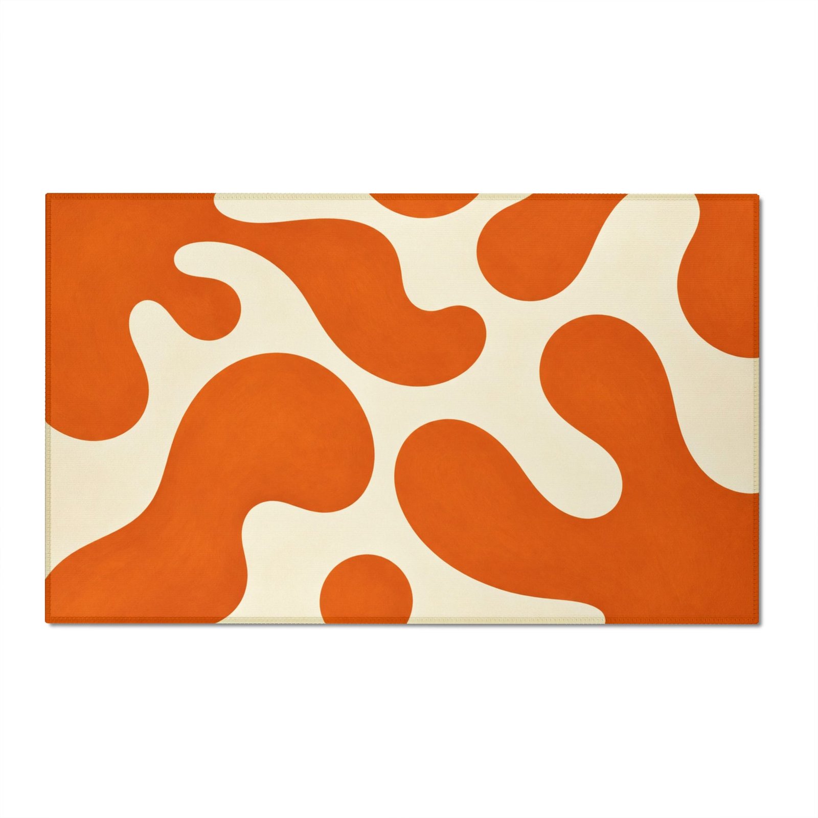 Orange Abstract Organic Shapes Washable Chenille Rug - Image 7