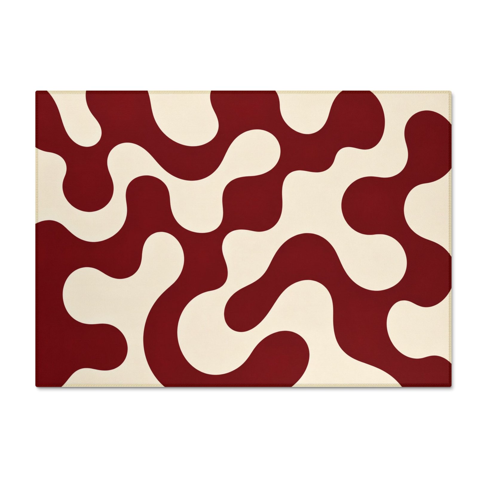 Retro Burgundy Abstract Wavy Chenille Rug - Image 7
