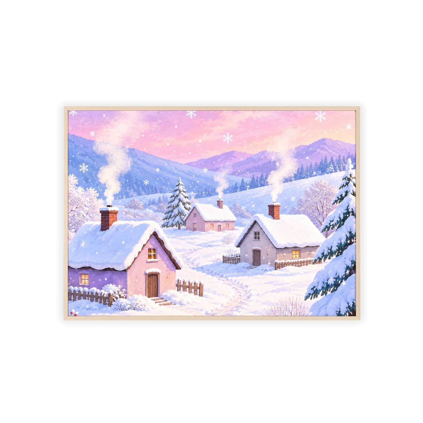 Framed Winter Village Poster - Image 3