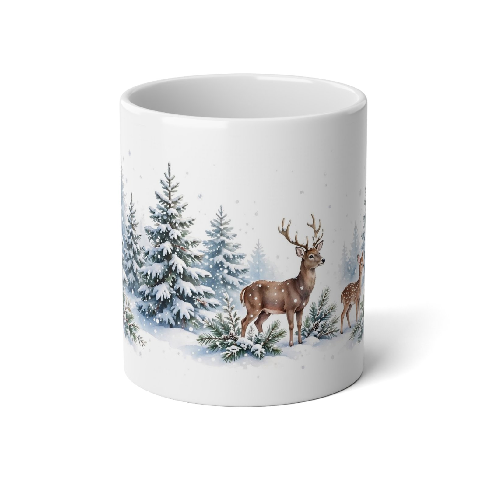 20oz Winter Deer & Snowy Pine Forest Jumbo Mug - Image 2