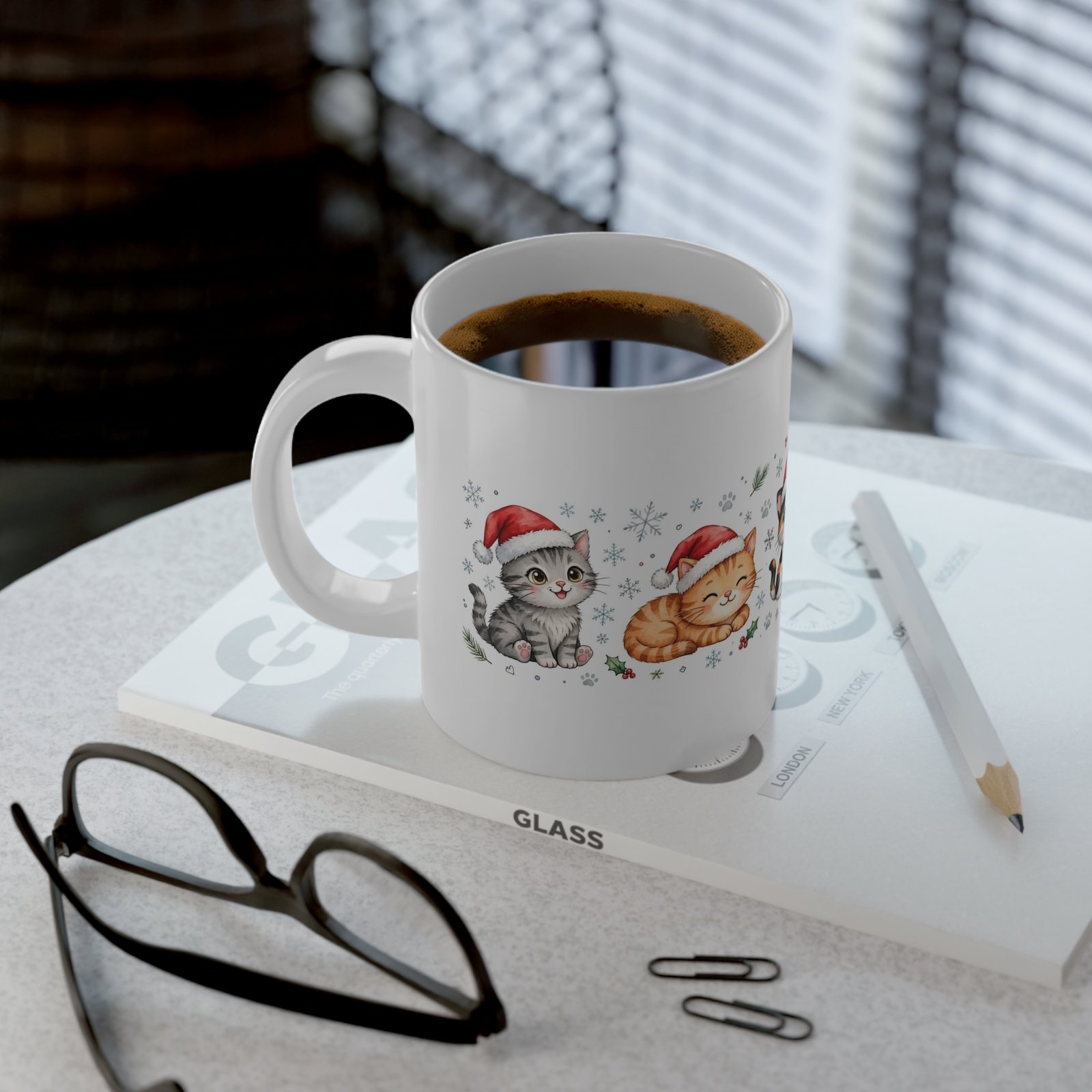 20oz Christmas Cat Mug – Festive Santa Hat Kittens Coffee Cup - Image 6