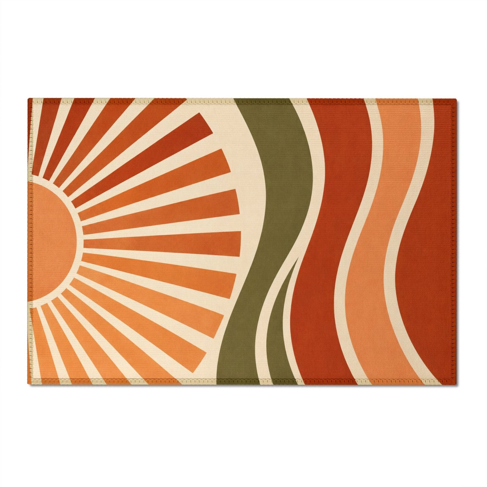 Retro Sunburst Mid-Century Chenille Rug - Image 8