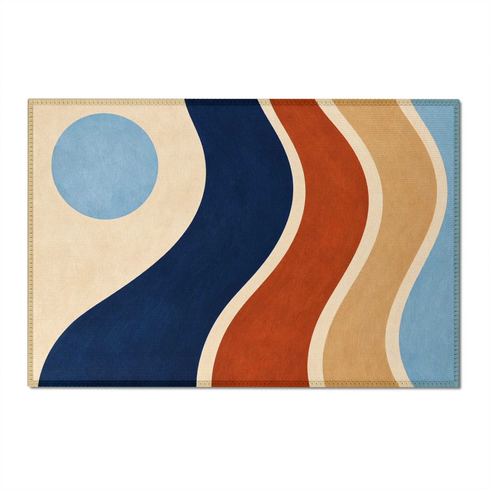 Abstract Mid-Century Modern Wave Chenille Rug - Image 5