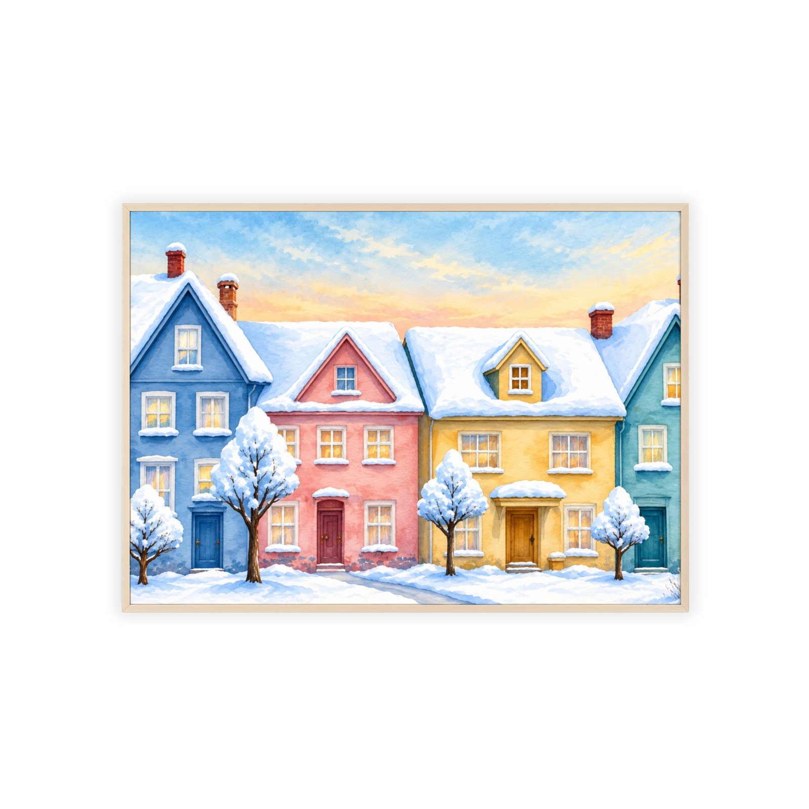 Winter Village Snowy Houses Framed Poster - Image 3