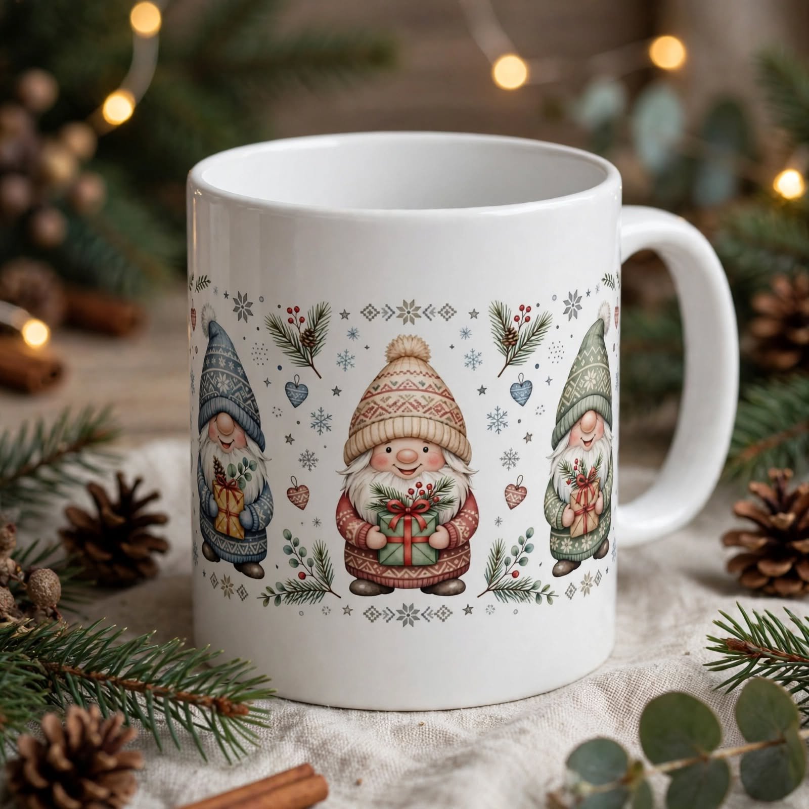 20oz Christmas Gnome Mug – Whimsical Winter Holiday Coffee Cup