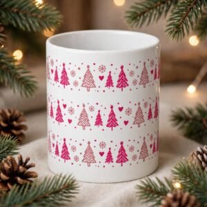 20oz Christmas Tree Mug – Pink Holiday Coffee Cup