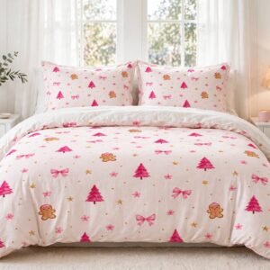 Pink Christmas Tree Cotton Bed Set