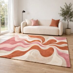 Retro Abstract Wavy Chenille Rug