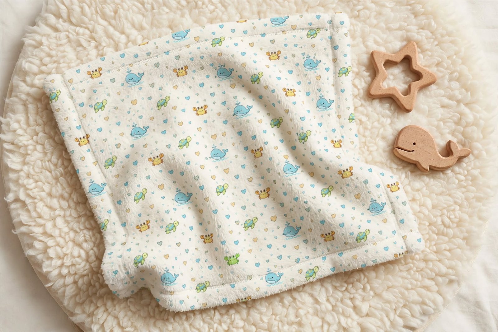 Minky Baby Lovey Blanket – Pastel Crowns and Stars Nursery Comfort Blanket