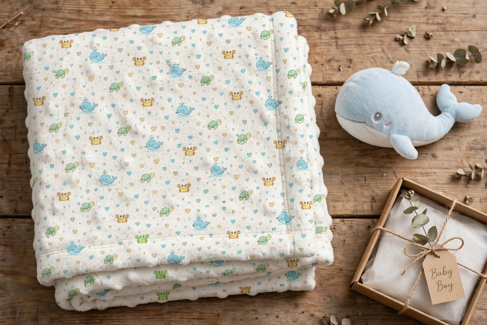 Minky Baby Lovey Blanket – Pastel Crowns and Stars Nursery Comfort Blanket - Image 5
