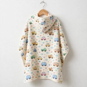 Colorful Cartoon Vehicle Hooded Baby Towel