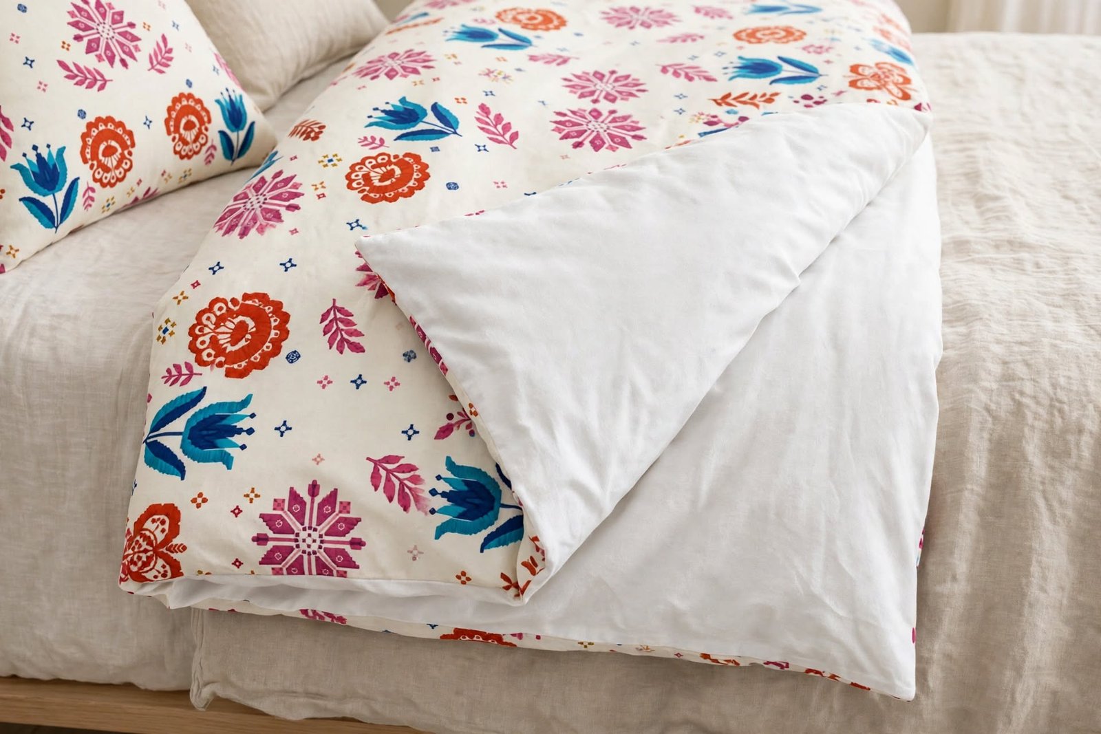 Colorful Folk Floral Cotton Bed Set - Image 3