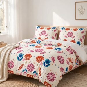 Colorful Folk Floral Cotton Bed Set