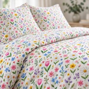 Colorful Wildflower Cotton Bed Set