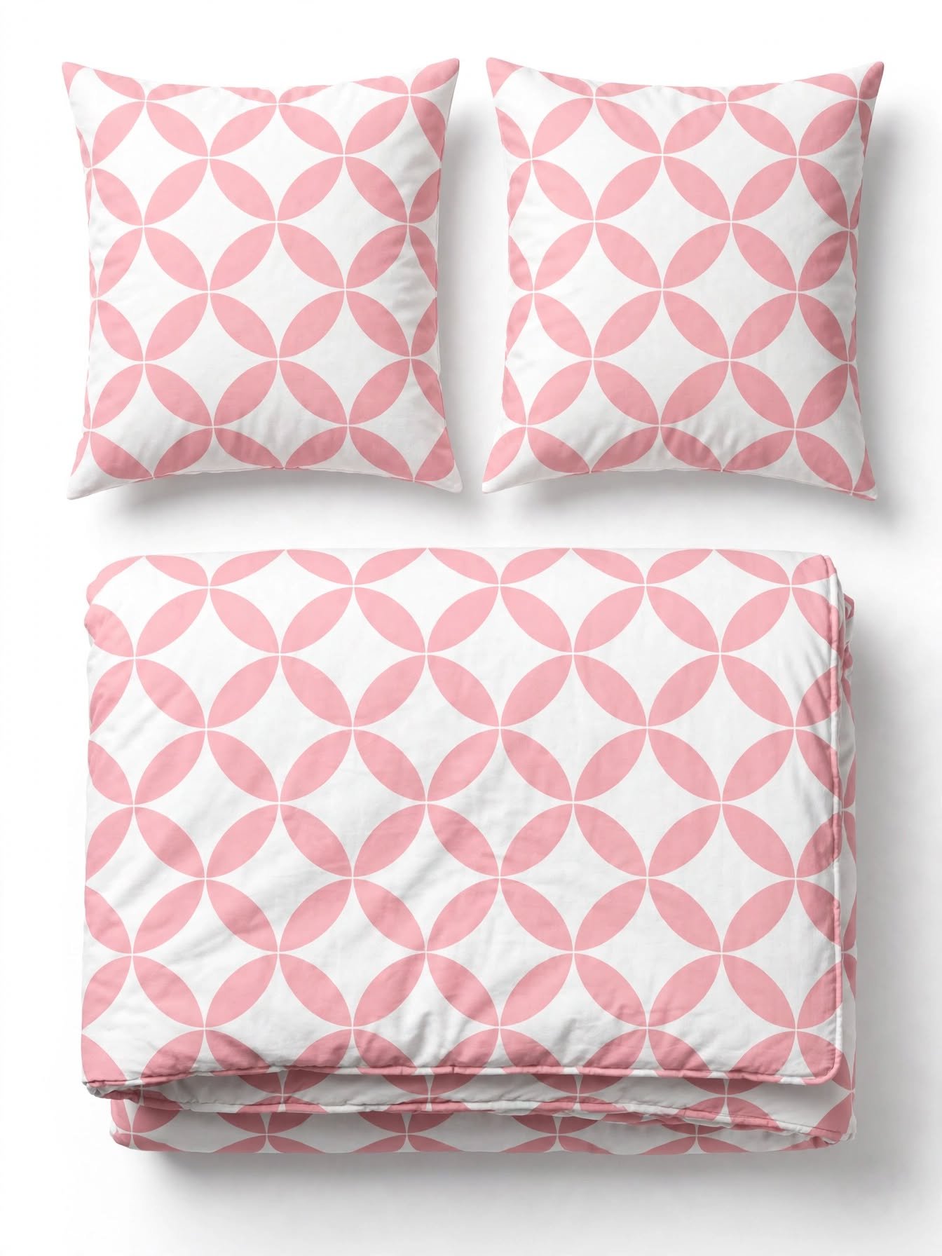 Pink Geometric Pattern Cotton Bed Set - Image 6