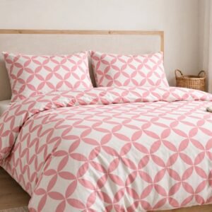 Pink Geometric Pattern Cotton Bed Set