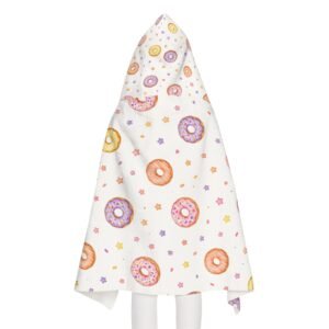 Youth Hooded Towel with Colorful Donut Pattern
