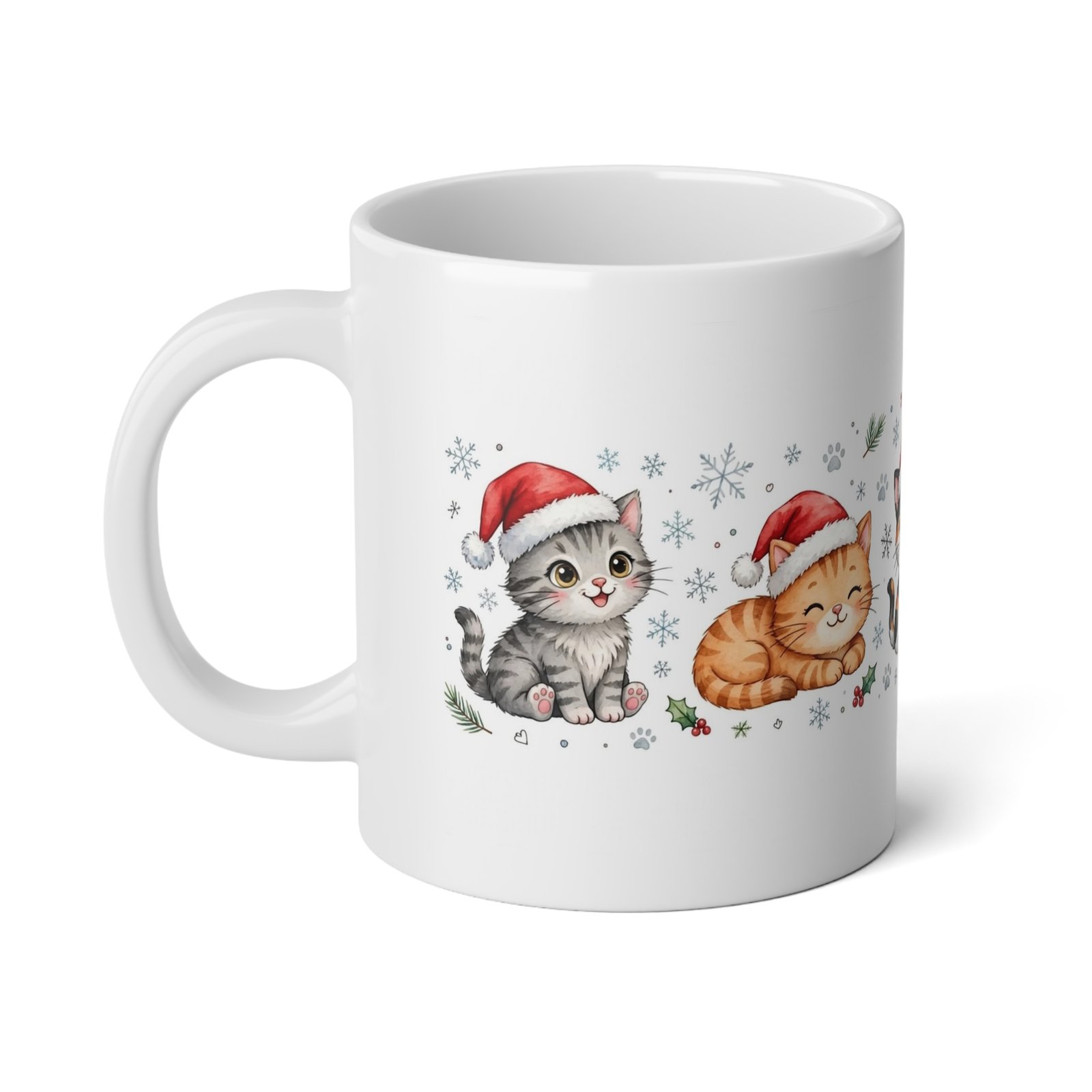 20oz Christmas Cat Mug – Festive Santa Hat Kittens Coffee Cup - Image 3