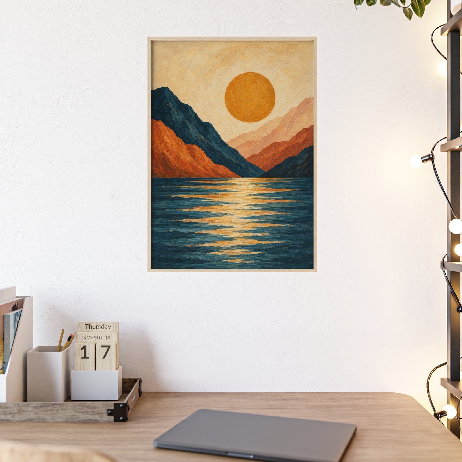 Framed Mountain Lake Sunset Poster - Image 3