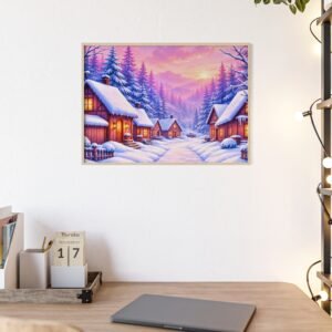 Framed Winter Village Poster