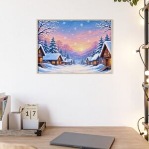 Winter Wonderland Snowy Village Framed Poster