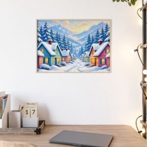 Framed Winter Village Poster