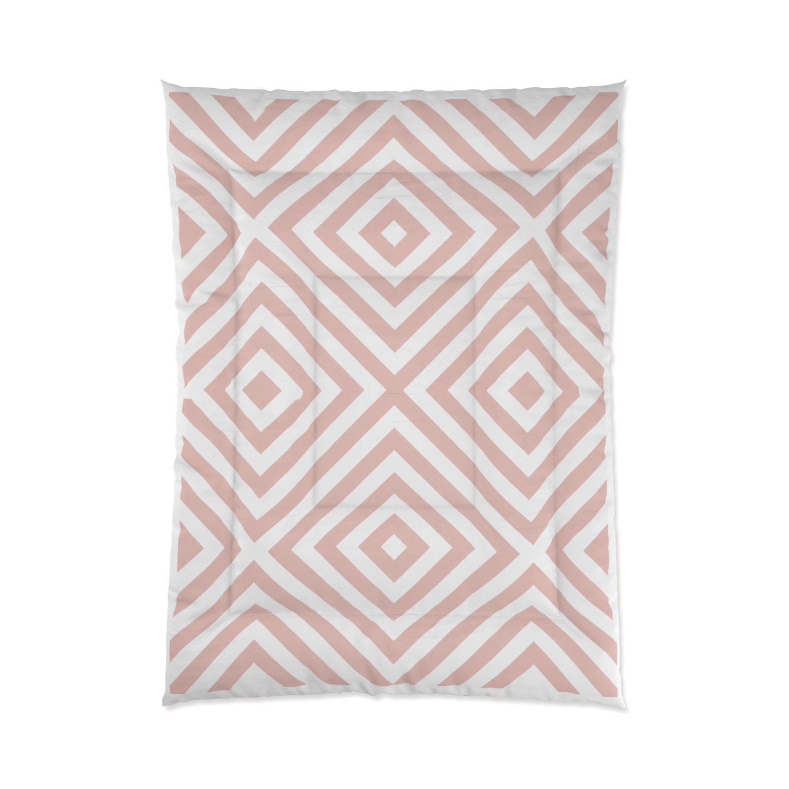 Blush Pink Geometric Diamond Pattern Comforter - Image 3