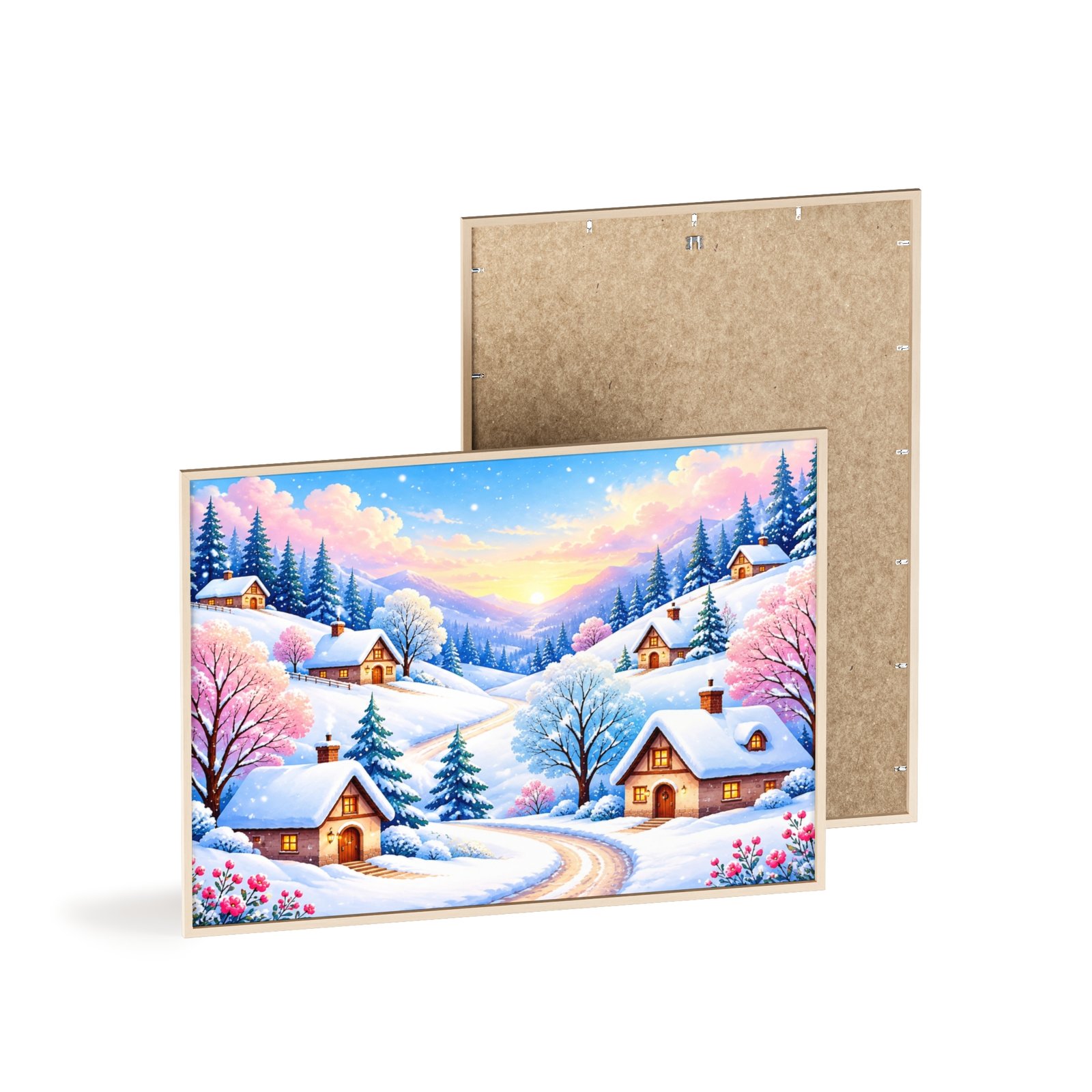 Winter Village Wooden Frame Poster - Image 4
