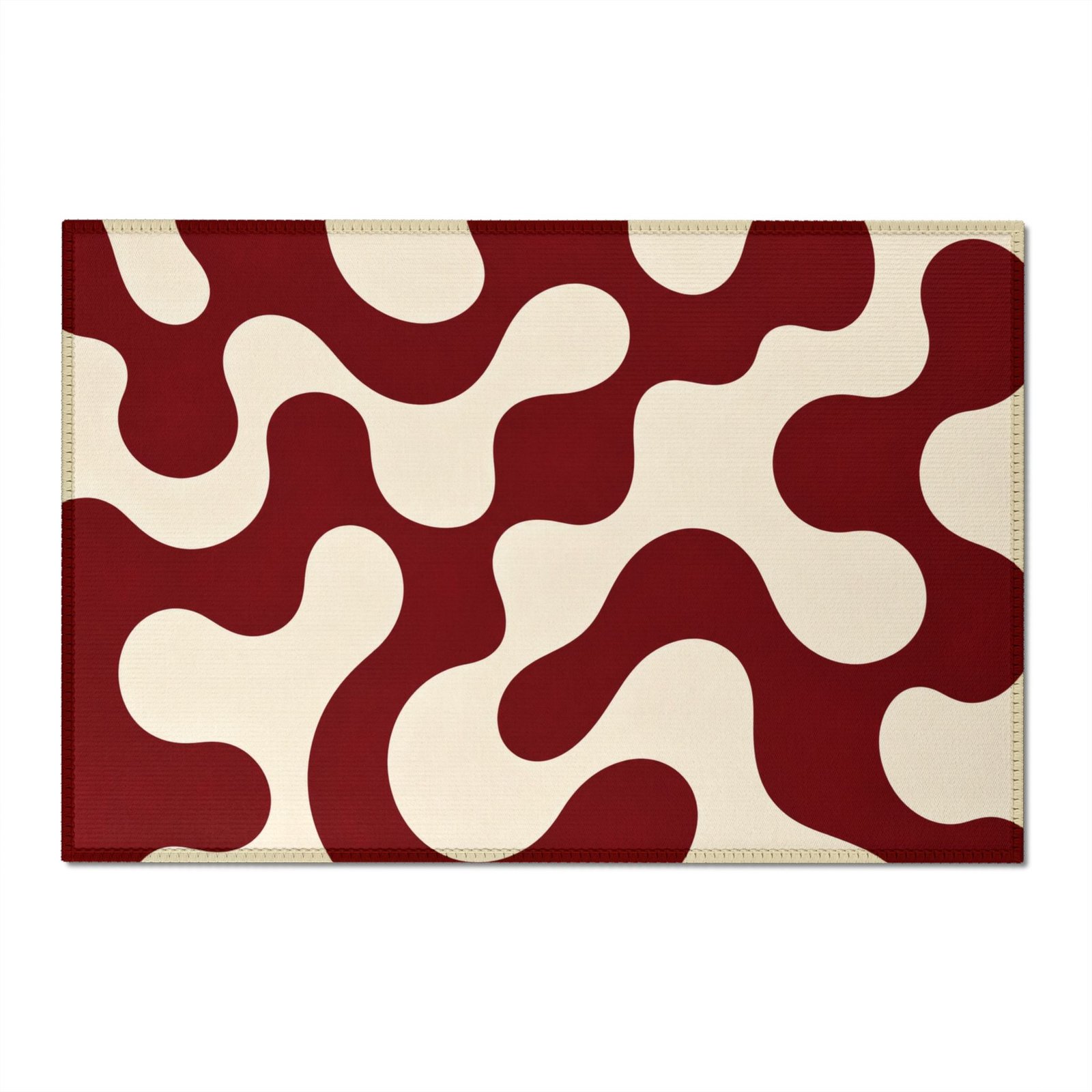 Retro Burgundy Abstract Wavy Chenille Rug - Image 5