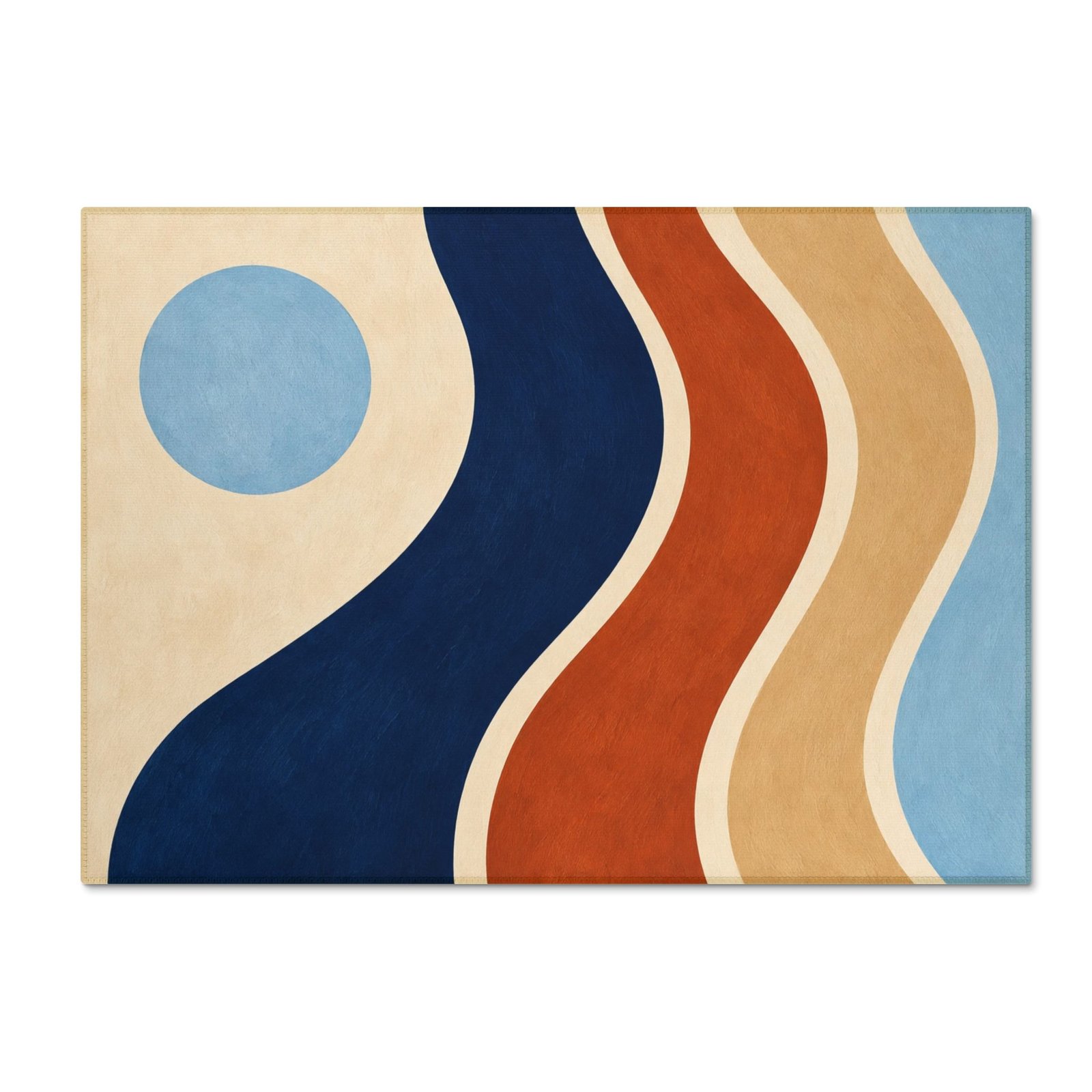 Abstract Mid-Century Modern Wave Chenille Rug - Image 6