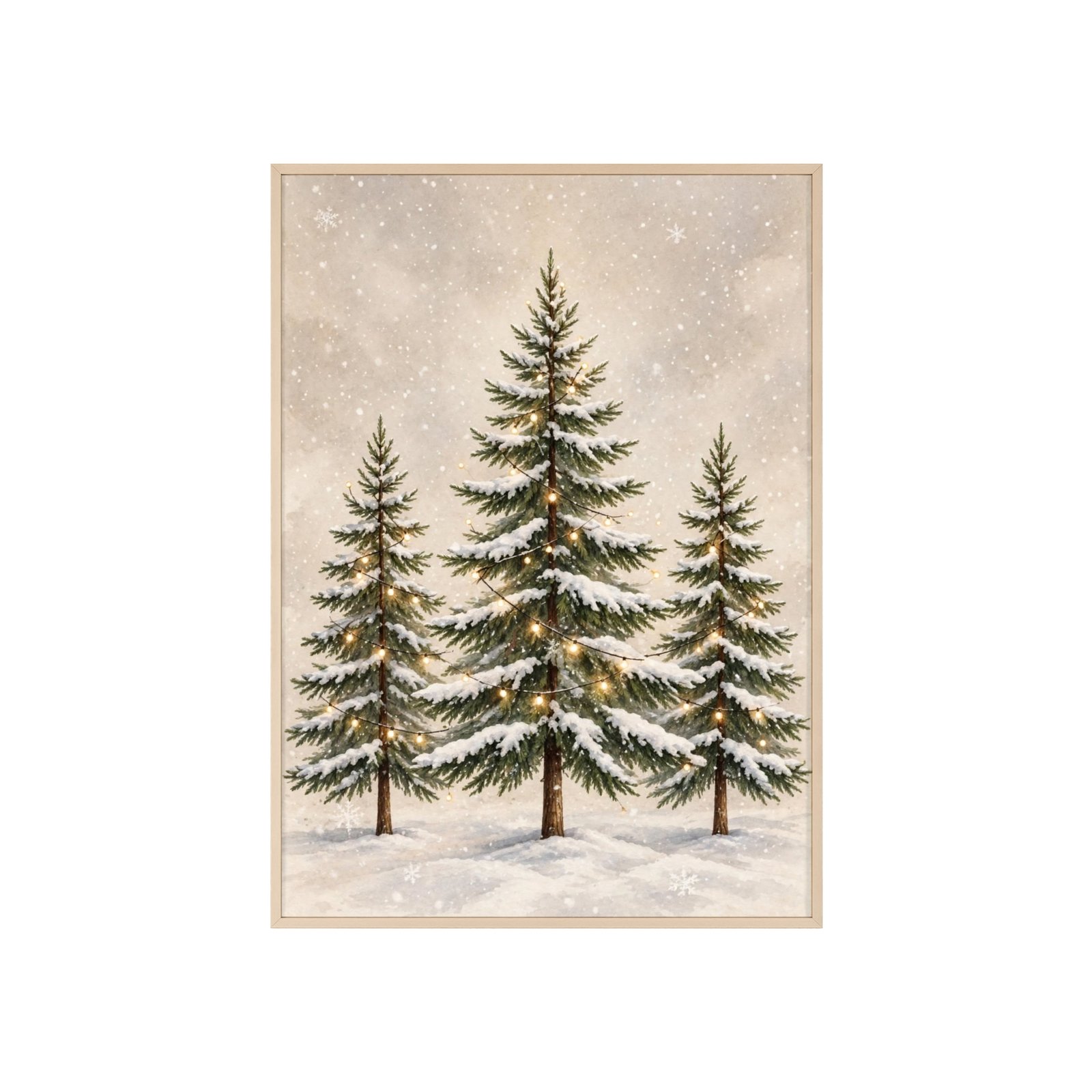 Framed Winter Evergreen Trees Poster