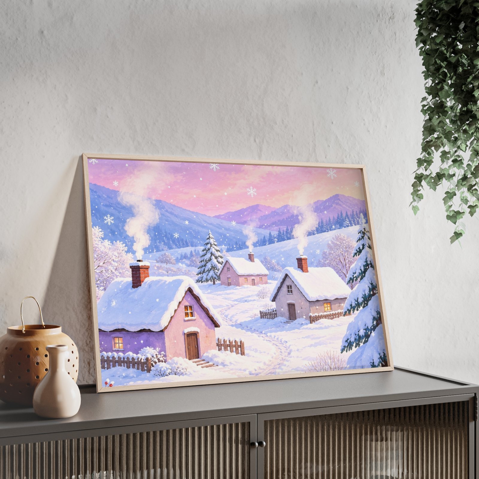 Framed Winter Village Poster - Image 2