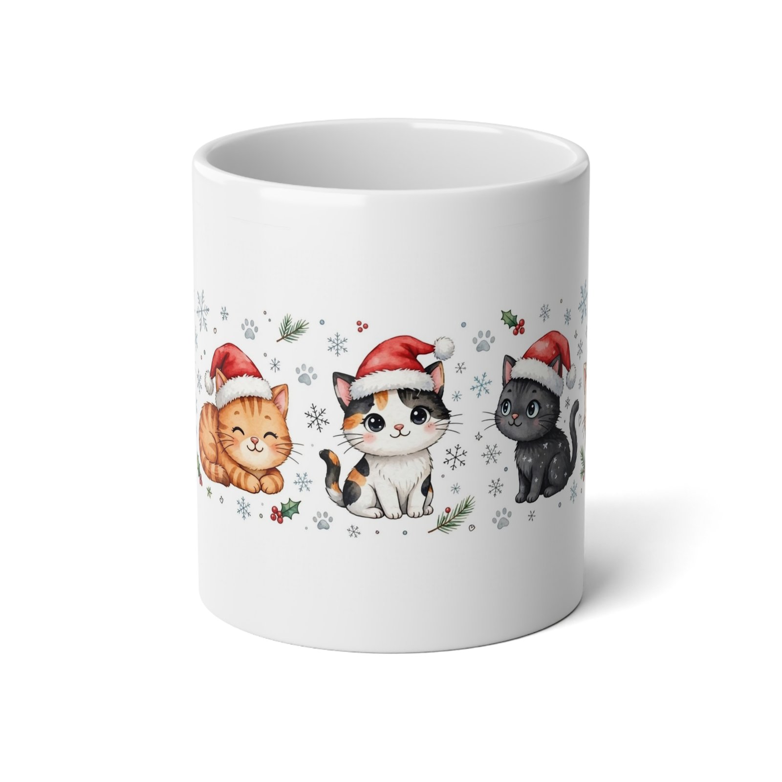 20oz Christmas Cat Mug – Festive Santa Hat Kittens Coffee Cup - Image 2
