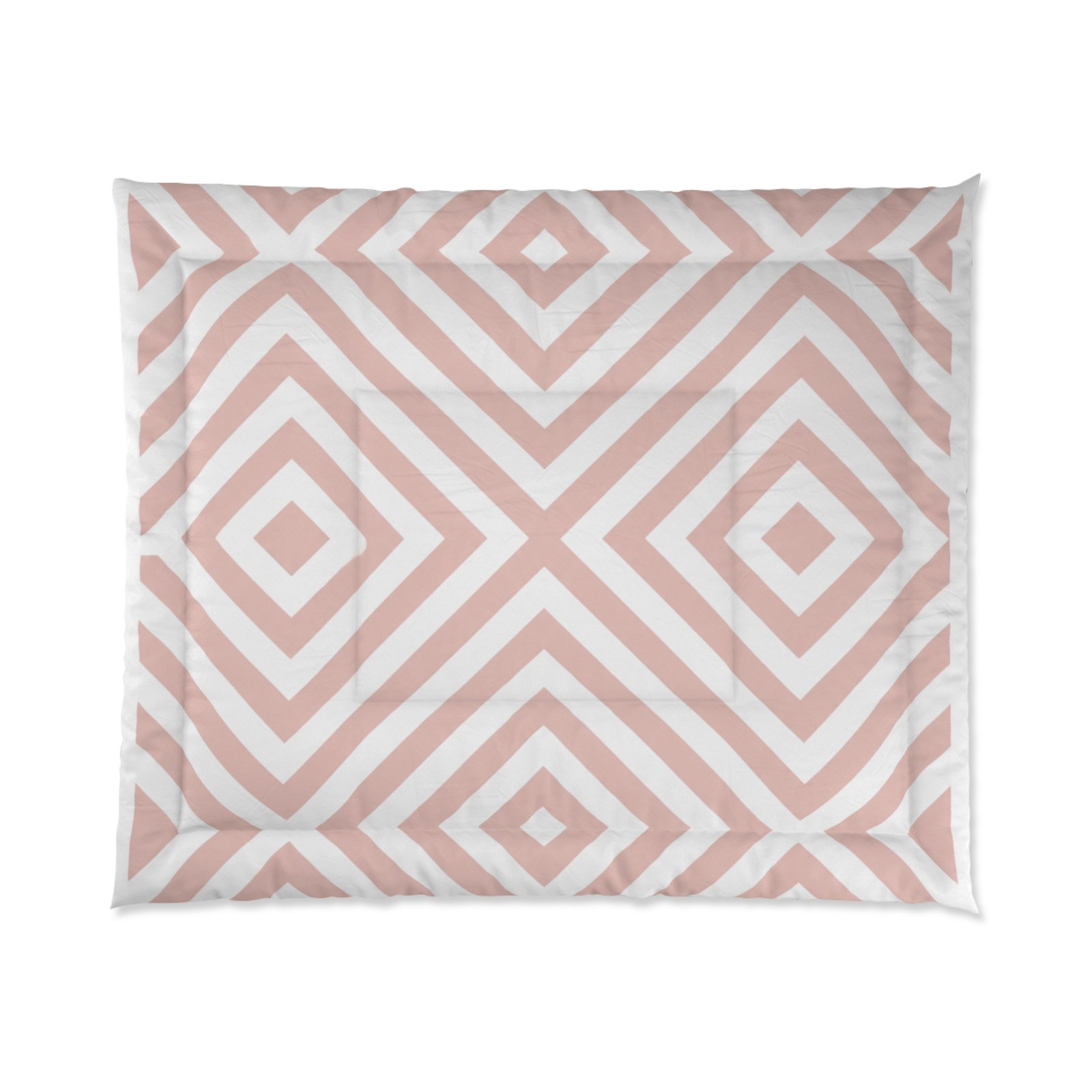 Blush Pink Geometric Diamond Pattern Comforter - Image 6