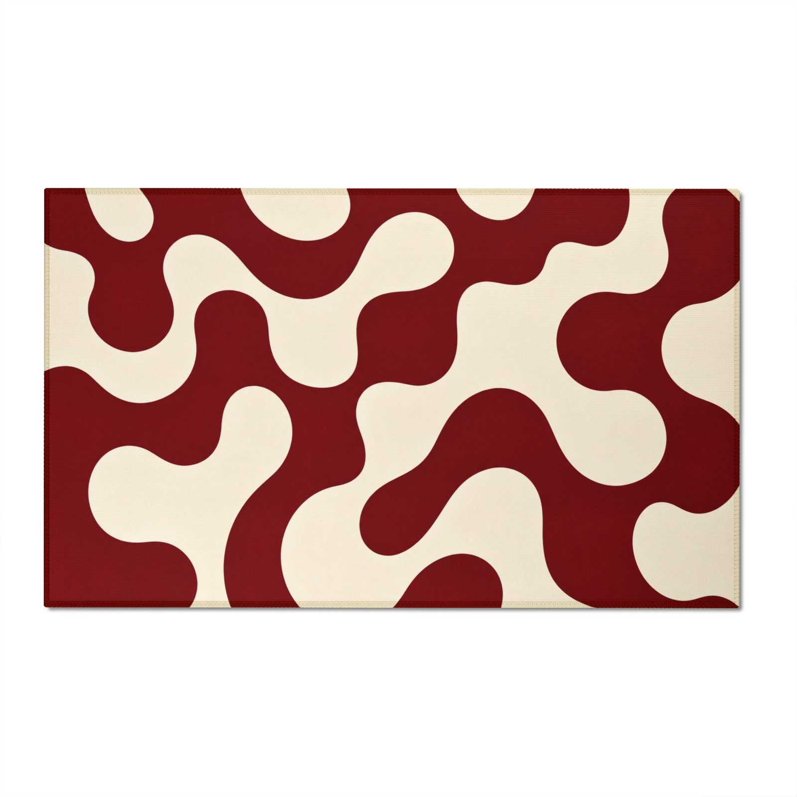 Retro Burgundy Abstract Wavy Chenille Rug - Image 6