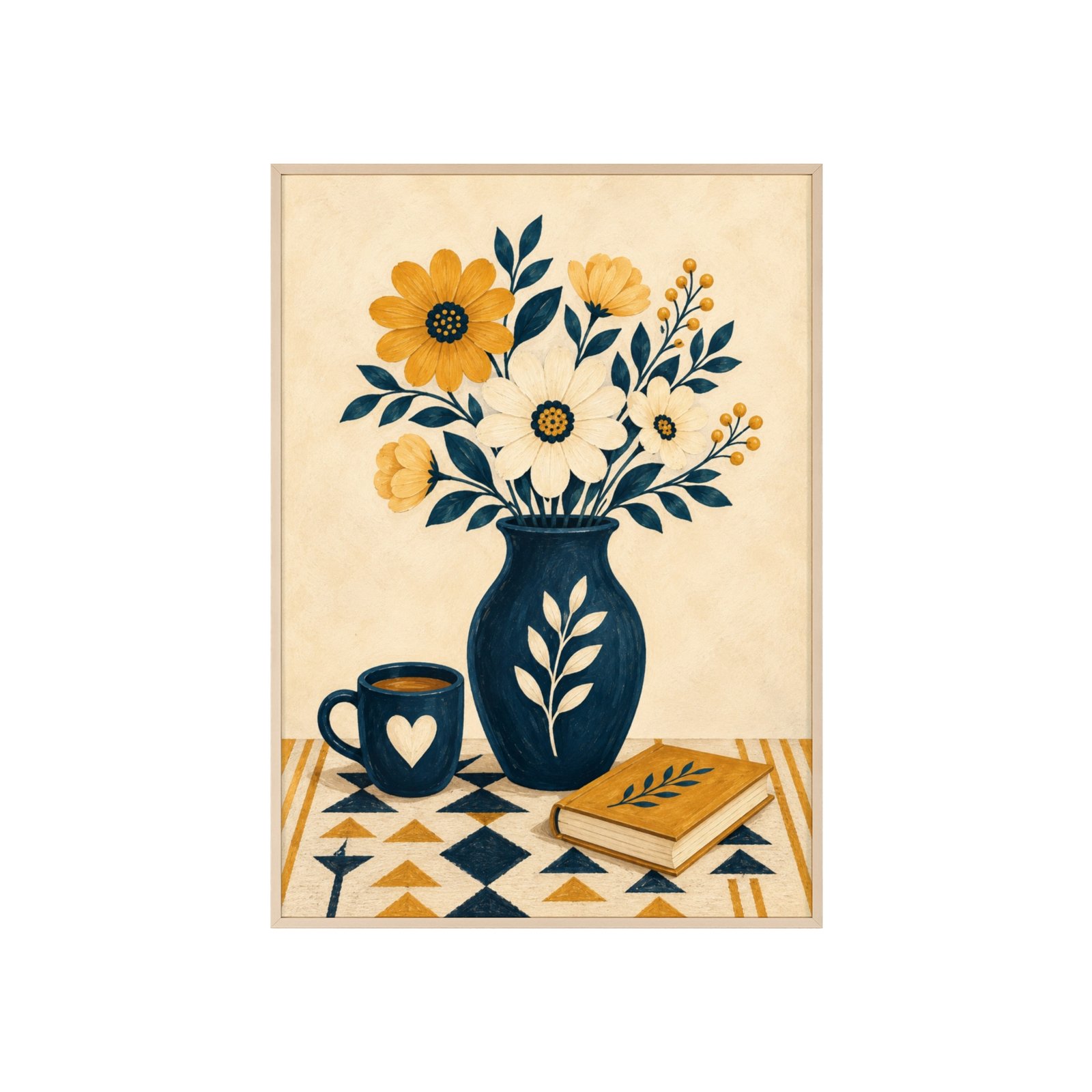 Framed Floral Vase Poster – Cozy Vintage Botanical Wall Art