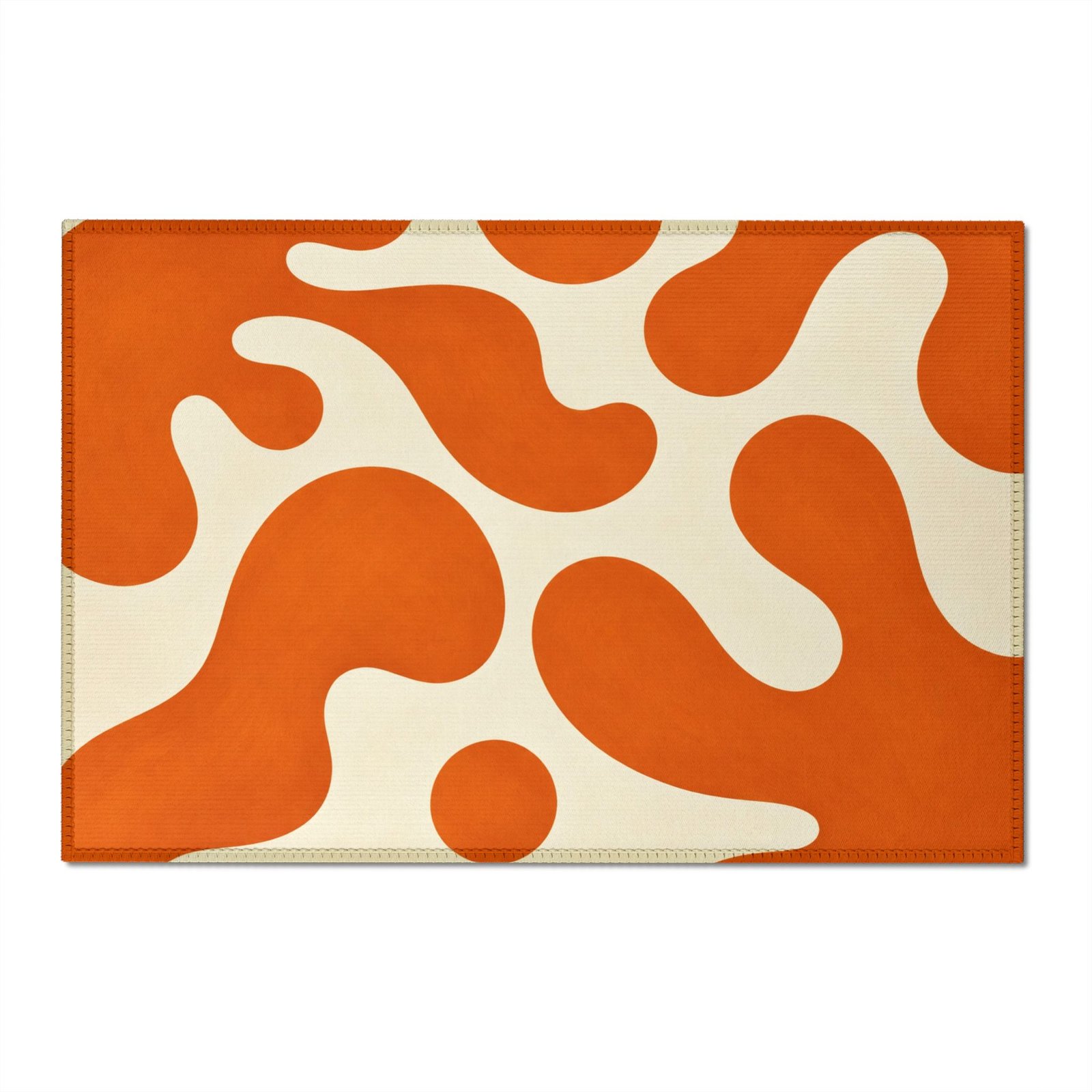 Orange Abstract Organic Shapes Washable Chenille Rug - Image 6