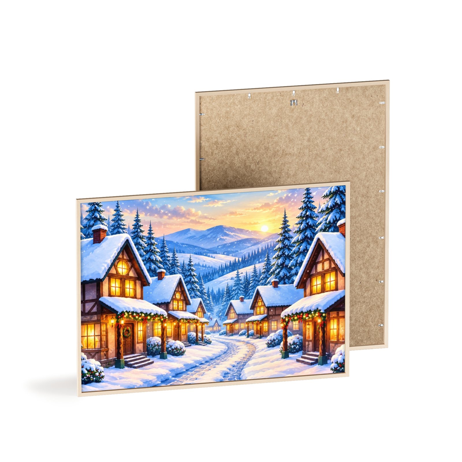 Framed Winter Village Christmas Poster - Image 4